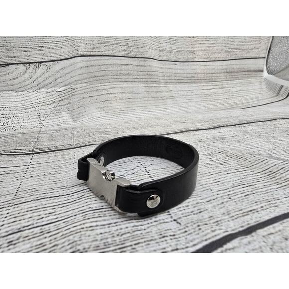 Fossil Mens Black Leather & Steel Bracelet - Picture 4 of 10